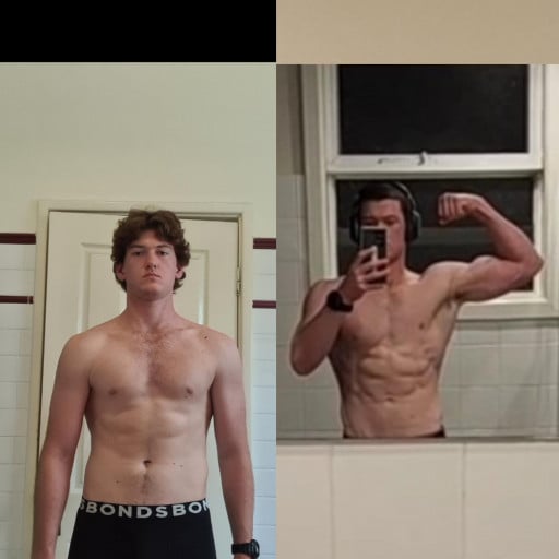 6'1 Male 42 lbs Muscle Gain Before and After 163 lbs to 205 lbs