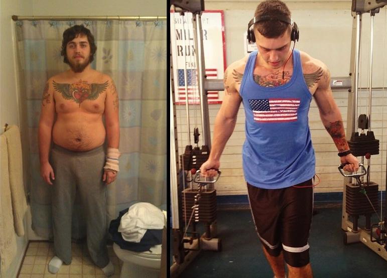 Before and After 55 lbs Fat Loss 6 feet 2 Male 245 lbs to 190 lbs