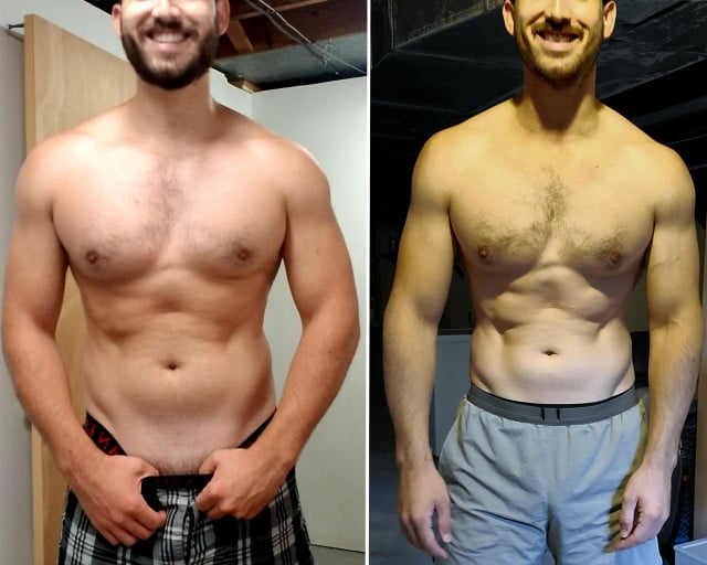 20 lbs Weight Loss Before and After 6 foot 2 Male 210 lbs to 190 lbs