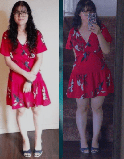 5 foot Female 40 lbs Weight Gain Before and After 110 lbs to 150 lbs