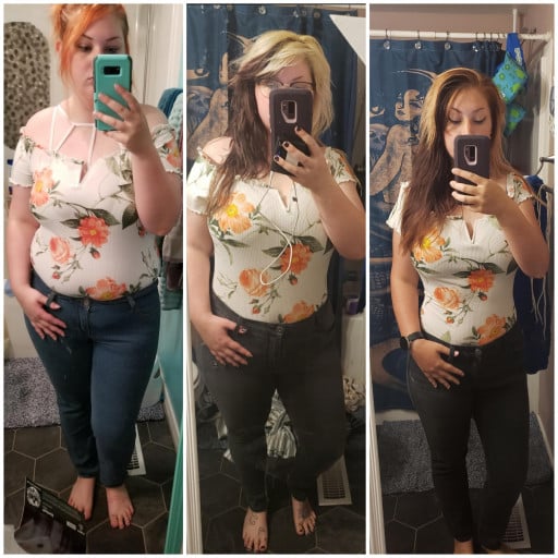 Progress Pics of 64 lbs Weight Loss 5'6 Female 230 lbs to 166 lbs