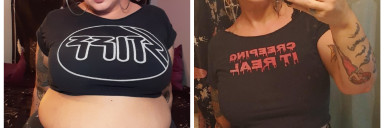 5'8 Female Before and After 88 lbs Fat Loss 323 lbs to 235 lbs