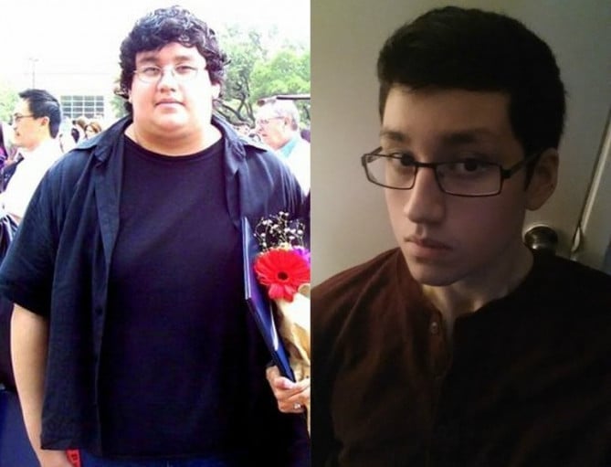 A before and after photo of a 6'0" male showing a weight cut from 400 pounds to 175 pounds. A respectable loss of 225 pounds.