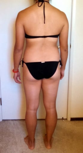 A photo of a 5'6" woman showing a snapshot of 150 pounds at a height of 5'6