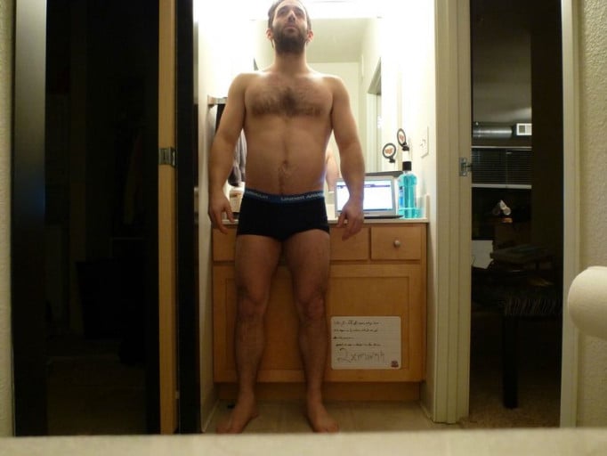 A picture of a 5'8" male showing a snapshot of 182 pounds at a height of 5'8
