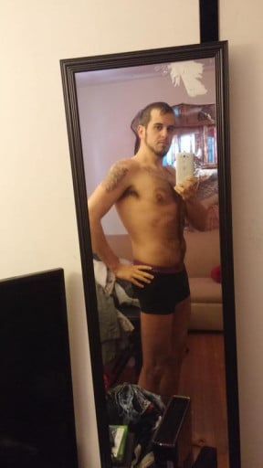 A progress pic of a 5'11" man showing a weight cut from 280 pounds to 165 pounds. A net loss of 115 pounds.
