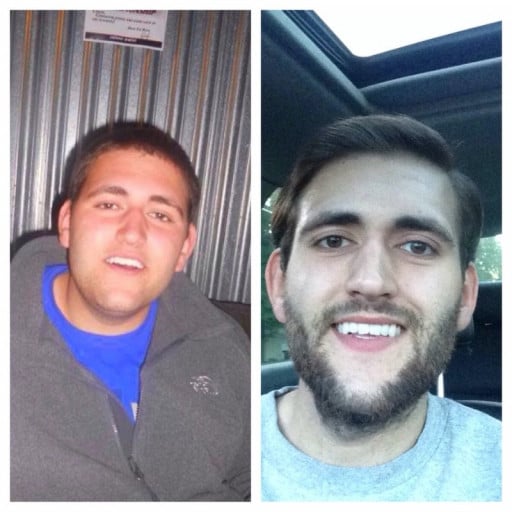A picture of a 6'0" male showing a weight loss from 286 pounds to 188 pounds. A respectable loss of 98 pounds.