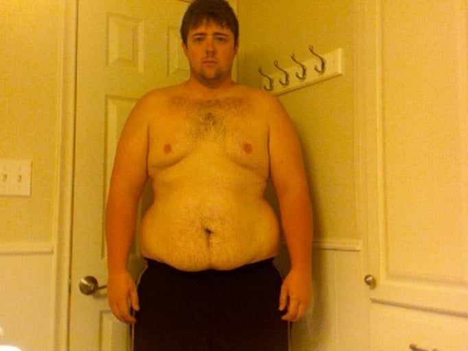 A picture of a 6'5" male showing a weight reduction from 360 pounds to 320 pounds. A respectable loss of 40 pounds.
