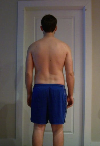 A before and after photo of a 5'9" male showing a snapshot of 167 pounds at a height of 5'9