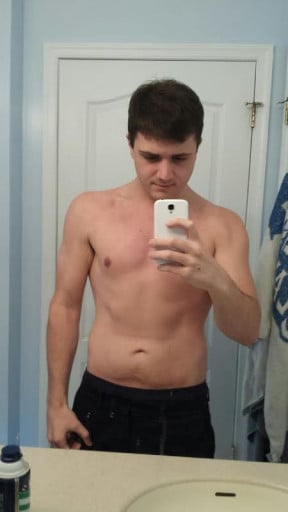 A photo of a 6'0" man showing a fat loss from 282 pounds to 185 pounds. A respectable loss of 97 pounds.