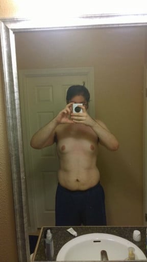 A progress pic of a 6'2" man showing a weight loss from 305 pounds to 230 pounds. A net loss of 75 pounds.