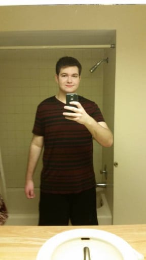 A picture of a 6'2" male showing a fat loss from 315 pounds to 203 pounds. A respectable loss of 112 pounds.