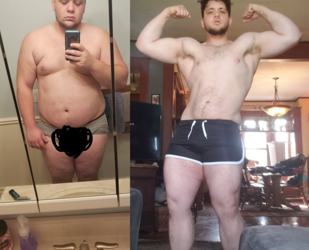 90 lbs Fat Loss Before and After 5'11 Male 333 lbs to 243 lbs