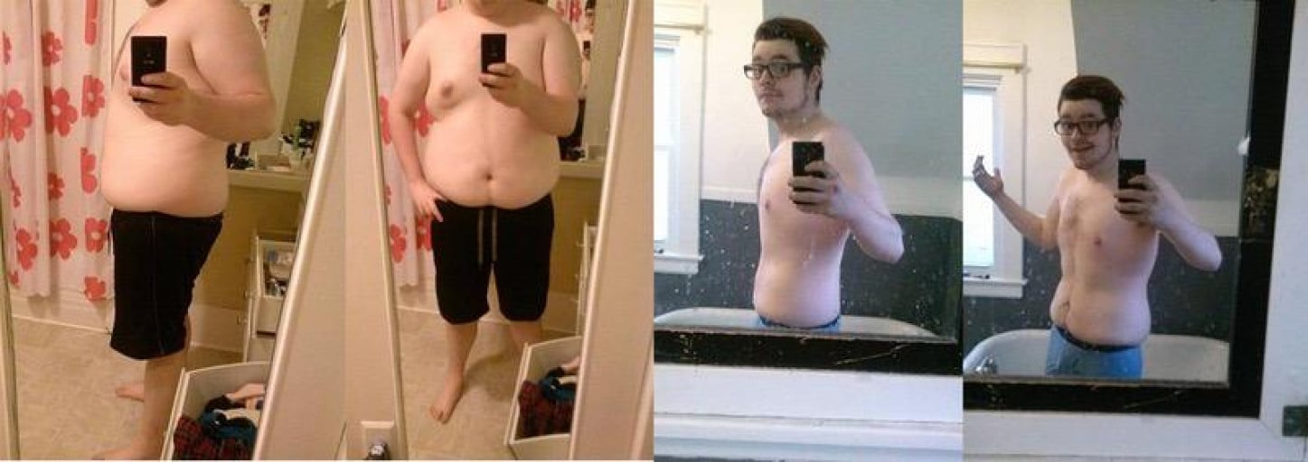 A picture of a 6'2" male showing a weight loss from 320 pounds to 210 pounds. A net loss of 110 pounds.
