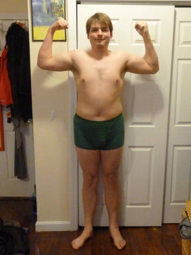 A picture of a 6'3" male showing a fat loss from 260 pounds to 205 pounds. A respectable loss of 55 pounds.