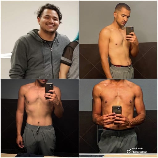 Before and After 63 lbs Weight Loss 5'10 Male 228 lbs to 165 lbs