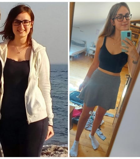 35 lbs Fat Loss Before and After 5'9 Female 175 lbs to 140 lbs