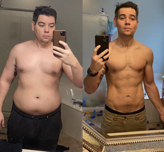 5'10 Male Before and After 79 lbs Fat Loss 247 lbs to 168 lbs