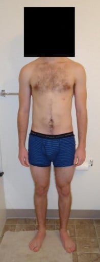 A progress pic of a 5'10" man showing a snapshot of 140 pounds at a height of 5'10