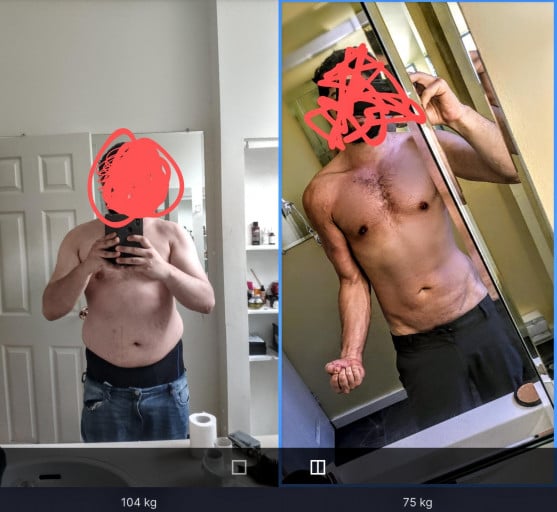 Progress Pics of 75 lbs Weight Loss 6 foot Male 240 lbs to 165 lbs
