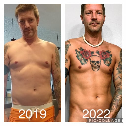Before and After 25 lbs Weight Loss 5'7 Male 165 lbs to 140 lbs
