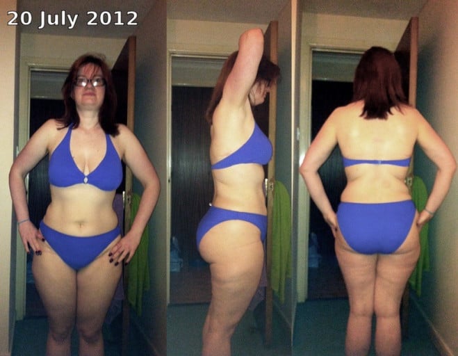 A before and after photo of a 5'6" female showing a weight loss from 200 pounds to 163 pounds. A net loss of 37 pounds.