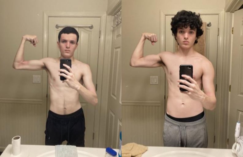 17 lbs Weight Gain Before and After 5'9 Male 110 lbs to 127 lbs