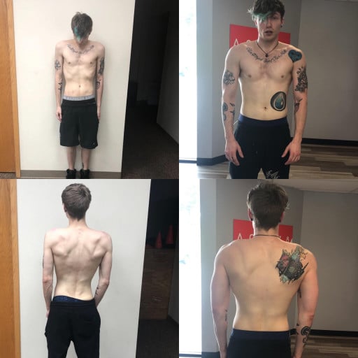 6 foot Male 54 lbs Muscle Gain Before and After 127 lbs to 181 lbs