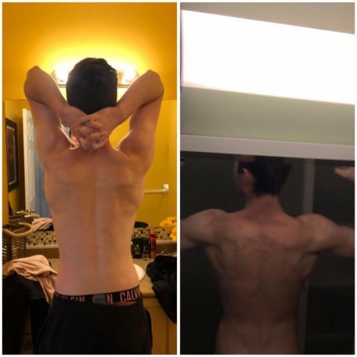 Before and After 5 lbs Muscle Gain 6 foot 2 Male 150 lbs to 155 lbs