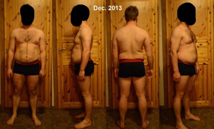 A picture of a 5'4" male showing a weight reduction from 214 pounds to 176 pounds. A respectable loss of 38 pounds.