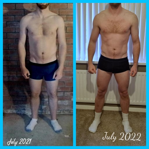 5 foot 10 Male Before and After 26 lbs Weight Gain 150 lbs to 176 lbs