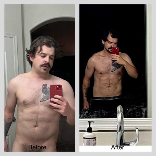 Before and After 26 lbs Weight Loss 5'8 Male 184 lbs to 158 lbs