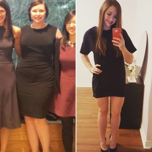 48 lbs Fat Loss Before and After 5 foot 10 Female 215 lbs to 167 lbs