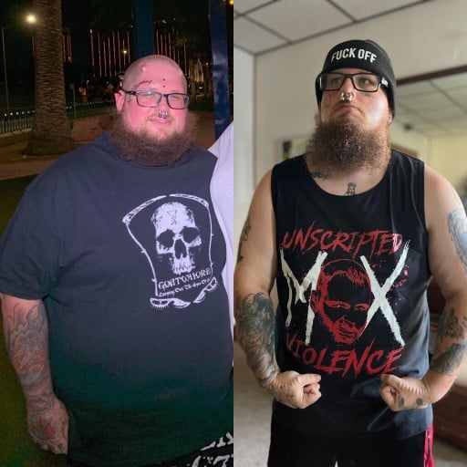 Before and After 90 lbs Weight Loss 5 foot 7 Male 325 lbs to 235 lbs