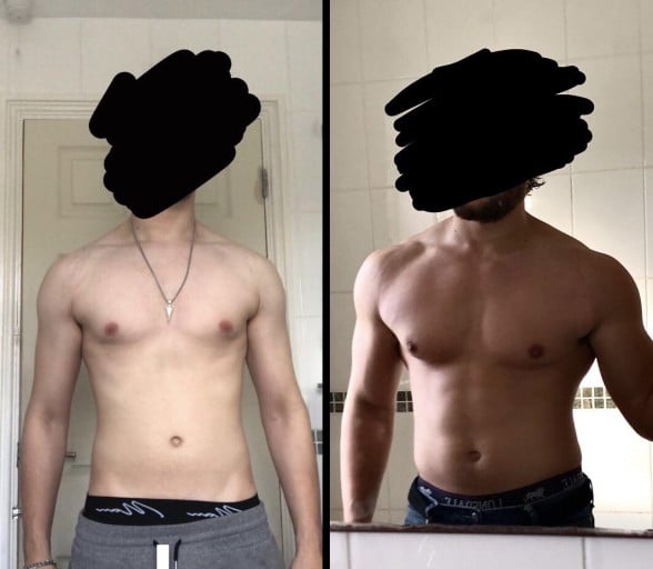 18 lbs Weight Gain Before and After 6 foot Male 176 lbs to 194 lbs