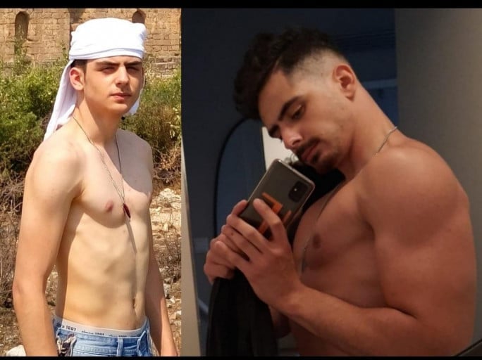 6 foot Male 45 lbs Muscle Gain Before and After 127 lbs to 172 lbs