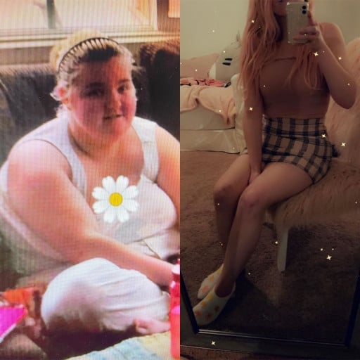 Before and After 135 lbs Fat Loss 5'6 Female 290 lbs to 155 lbs
