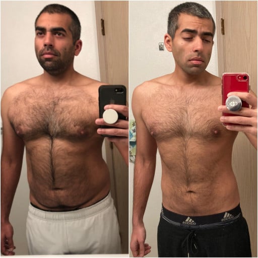 50 lbs Fat Loss Before and After 5'10 Male 205 lbs to 155 lbs
