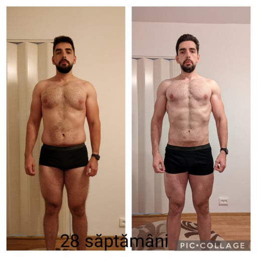 6 foot Male Before and After 31 lbs Fat Loss 203 lbs to 172 lbs