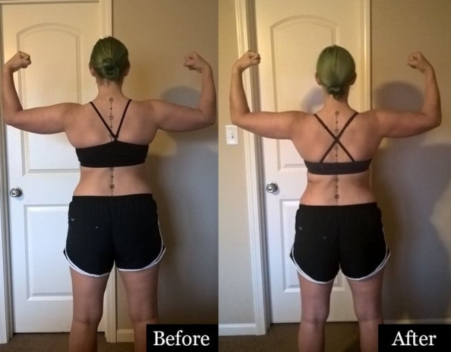 A progress pic of a 5'6" woman showing a weight cut from 169 pounds to 163 pounds. A total loss of 6 pounds.