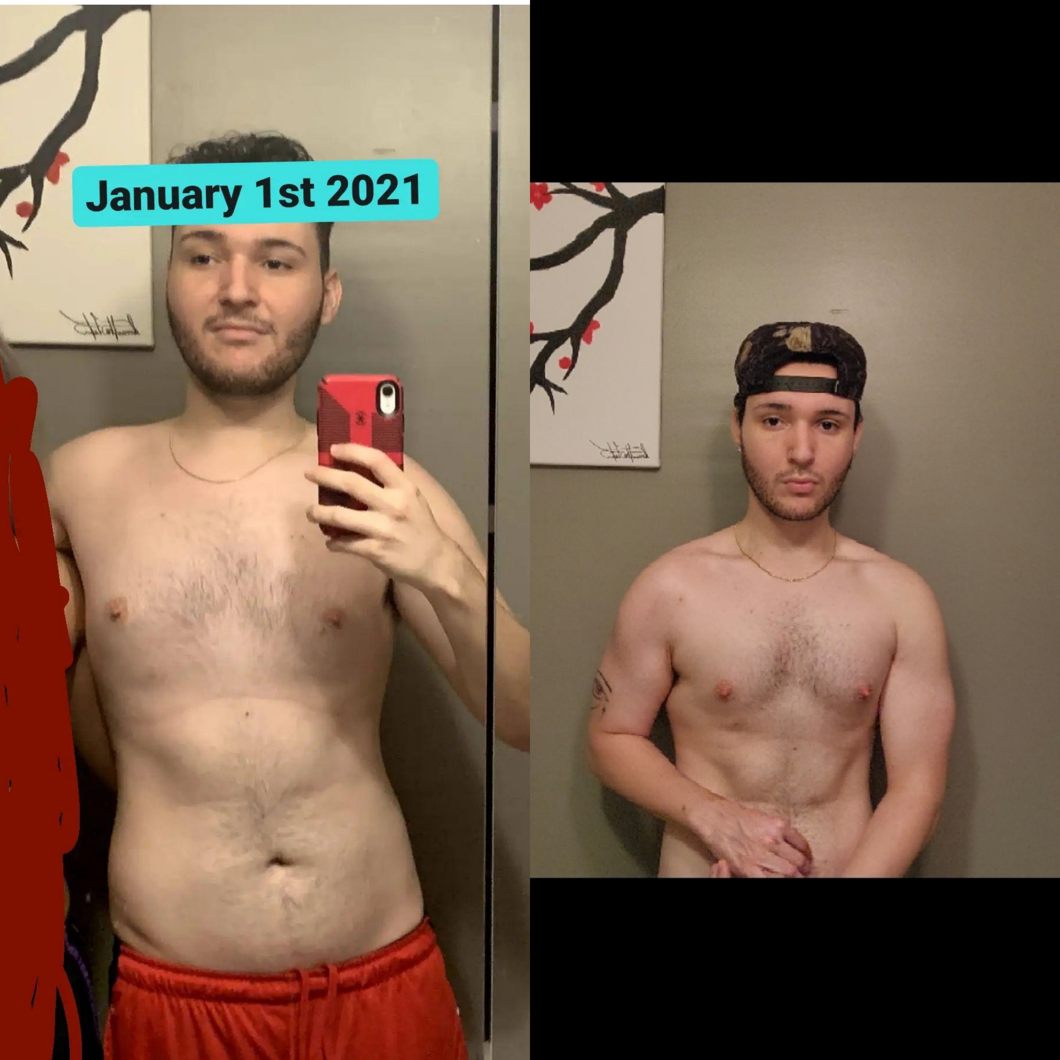 Before and After 50 lbs Weight Loss 6 foot Male 210 lbs to 160 lbs