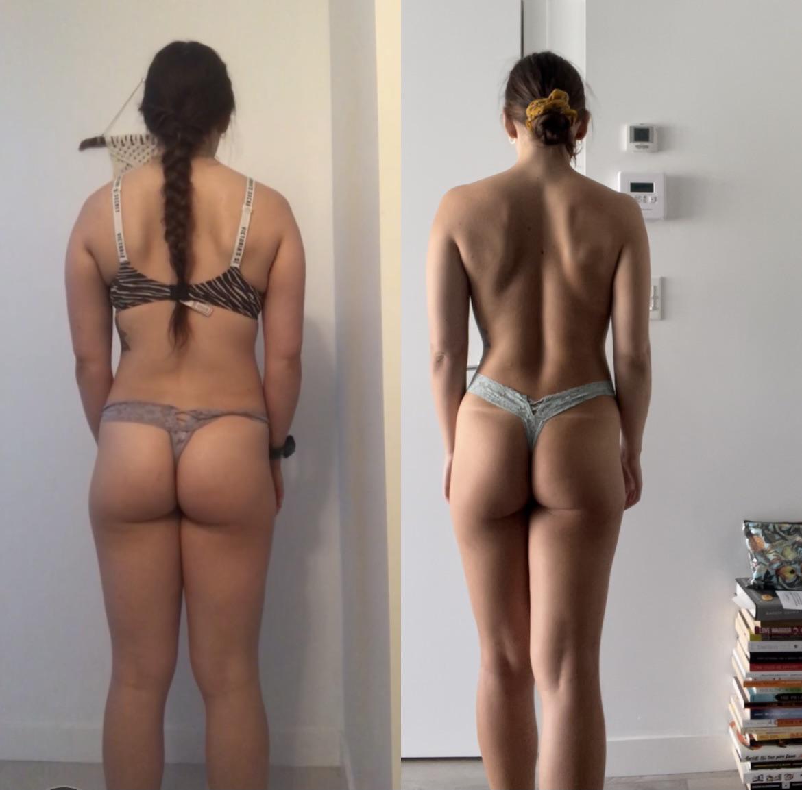 5 feet 6 Female Progress Pics of 10 lbs Fat Loss 155 lbs to 145 lbs