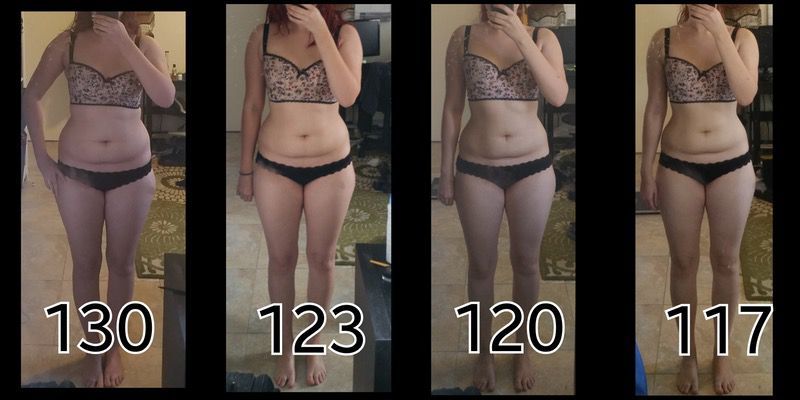 5'2 Female Before and After 13 lbs Weight Loss 130 lbs to 117 lbs