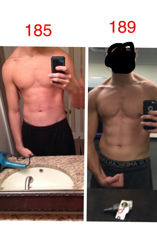 6 foot 4 Male 4 lbs Weight Gain Before and After 185 lbs to 189 lbs
