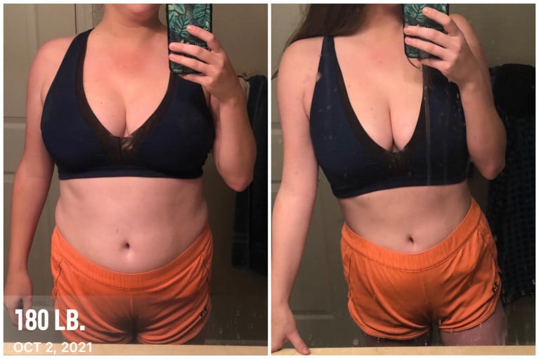 Progress Pics of 23 lbs Weight Loss 5'8 Female 180 lbs to 157 lbs