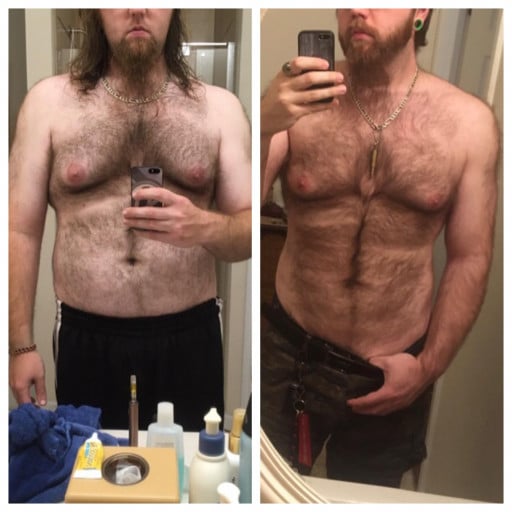 6'2 Male 15 lbs Fat Loss Before and After 250 lbs to 235 lbs