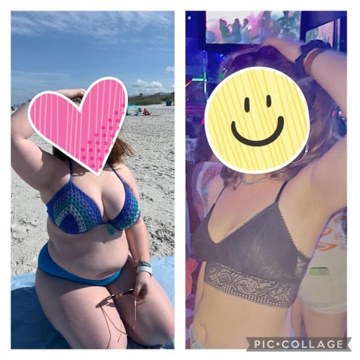 Before and After 74 lbs Weight Loss 5 feet 2 Female 200 lbs to 126 lbs