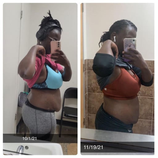 Progress Pics of 8 lbs Fat Loss 5 feet 5 Female 178 lbs to 170 lbs