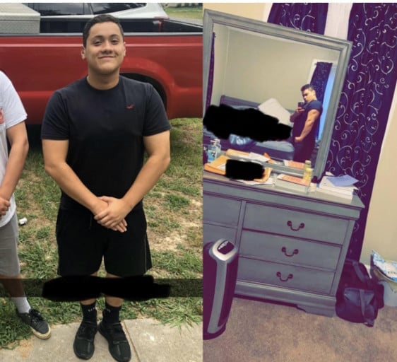 Before and After 33 lbs Weight Gain 5 foot 7 Male 197 lbs to 230 lbs