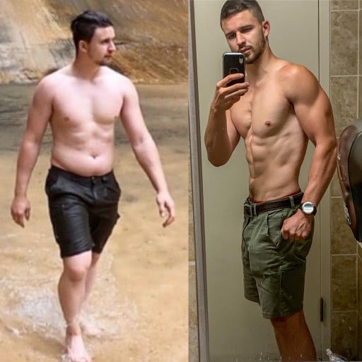 A progress pic of a 6'2" man showing a fat loss from 232 pounds to 188 pounds. A total loss of 44 pounds.
